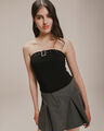 Blusa Cropped Hebilla,NEGRO